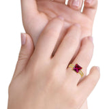 Cushion Cut Wedding Ring Simulated Cubic Zirconia Accent 925 Sterling Silver