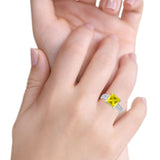Cushion Cut Wedding Ring Simulated Cubic Zirconia Accent 925 Sterling Silver