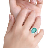 Teardrop Cocktail Engagement Ring Pear Simulated Cubic Zirconia 925 Sterling Silver