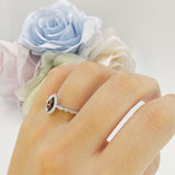 Art Deco Engagement Ring Halo Marquise Natural Chocolate Smoky Quartz 925 Sterling Silver