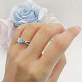 Round Cetlic Trinity Vintage Style Natural Aquamarine Ring 925 Sterling Silver
