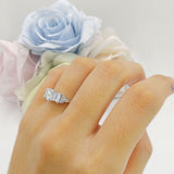 Three Stone Round Natural Green Moss Agate Vintage Style Ring 925 Sterling Silver