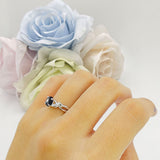 Budding Willow Solitaire Ring Round Natural Black Onyx 925 Sterling Silver