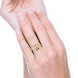 Owl Black Spinel Eye Ring Cubic Zirconia 925 Sterling Silver