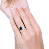 Teardrop Pear Art Deco Wedding Engagement Ring Simulated Cubic Zirconia 925 Sterling Silver