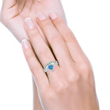 Claddagh Accent Heart Wedding Bridal Set Piece Ring Band Round Green Emerald Simulated Cubic Zirconia 925 Sterling Silver