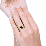 Round Thumb Ring Statement Fashion Oxidized Lab Created Opal Solid 925 Sterling Silver