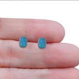 New Style Irregular Shape Stud Earring Created Opal 925 Sterling Silver (18mm)