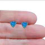 Triangle Stud Earring Created Opal Solid 925 Sterling Silver (7mm)