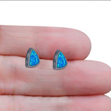 Triangle Stud Earring Created Opal Solid 925 Sterling Silver (10mm)