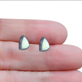 Triangle Stud Earring Created Opal Solid 925 Sterling Silver (10mm)