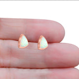 Triangle Stud Earring Created Opal Solid 925 Sterling Silver (10mm)