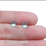 Cow Stud Earring Created Opal Solid 925 Sterling Silver (8.8mm)