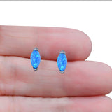 Marquise Stud Earring Created Opal Solid 925 Sterling Silver (5.5mm)