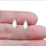 Marquise Stud Earring Created Opal Solid 925 Sterling Silver (5.5mm)