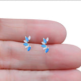 Art Deco Marquise New Style Stud Earring Created Opal Solid 925 Sterling Silver (11.6mm)