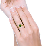 Simulated Cubic Zirconia Cathedral Wedding Ring 925 Sterling Silver Center Stone-(7mmx5mm)