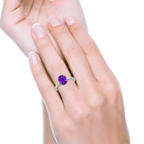 Oval Cut Simulated Cubic Zirconia Cathedral Wedding Ring 925 Sterling Silver Center Stone-(8mmx6mm)