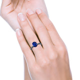 Oval Cut Simulated Cubic Zirconia Cathedral Wedding Ring 925 Sterling Silver Center Stone-(8mmx6mm)