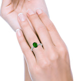 Oval Cut Simulated Cubic Zirconia Cathedral Wedding Ring 925 Sterling Silver Center Stone-(8mmx6mm)