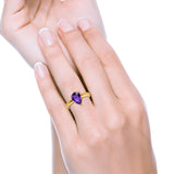 Solitaire Teardrop Simulated Cubic Zirconia Wedding Ring 925 Sterling Silver Center Stone-(8mmx6mm)