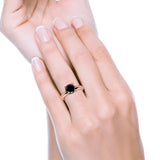 Round Simulated Cubic Zirconia Cathedral Wedding Ring 925 Sterling Silver Center Stone-(6mm)