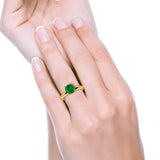 Round Simulated Cubic Zirconia Cathedral Wedding Ring 925 Sterling Silver Center Stone-(6mm)