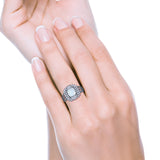 Cushion Cut Art Deco Wedding Ring Simulated Cubic Zirconia 925 Sterling Silver