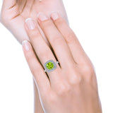 Halo Art Deco Cushion Cut Wedding Bridal Ring Round Simulated Cubic Zirconia 925 Sterling Silver