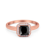 Halo Engagement Ring Simulated Cubic Zirconia 925 Sterling Silver