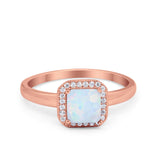 Halo Engagement Ring Simulated Cubic Zirconia 925 Sterling Silver