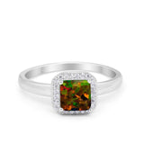 Halo Engagement Ring Simulated Cubic Zirconia 925 Sterling Silver