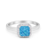 Halo Engagement Ring Simulated Cubic Zirconia 925 Sterling Silver