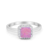 Halo Engagement Ring Simulated Cubic Zirconia 925 Sterling Silver