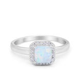 Halo Engagement Ring Simulated Cubic Zirconia 925 Sterling Silver