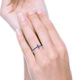 Wedding Eternity Sideways Cross Rings Simulated CZ 925 Sterling Silver