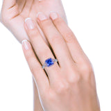 Cushion Wedding Ring Simulated Amethyst Cubic Zirconia 925 Sterling Silver