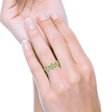 Plumeria Flower Ring Band Lab Created Opal Simulated Cubic Zirconia 925 Sterling Silver (8mm)