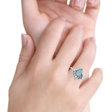 Chevron Midi Thumb Ring Teardrop Pear Simulated Cubic Zirconia 925 Sterling Silver