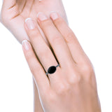 Petite Dainty Oval Promise Ring Band Rhodium Plated 925 Sterling Silver (8mm)