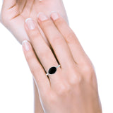 Petite Dainty Oval Promise Ring Band Rhodium Plated 925 Sterling Silver (8mm)