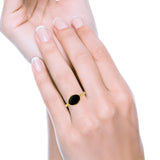 Petite Dainty Oval Promise Ring Band Rhodium Plated 925 Sterling Silver (8mm)