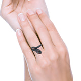 Snake Ring Oxidized Band Solid Simulated Garnet Cubic Zirconia 925 Sterling Silver (17mm)