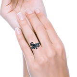Elephant Ring Oxidized Band Solid 925 Sterling Silver Thumb Ring (14mm)