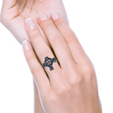 Vintage Triquetra Celtic Cross Traditional Infinity Knot Fashionable Oxidized Ring Band Thumb Ring (17mm)