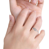Petite Dainty Horse Plain Ring Oxidized Band 925 Sterling Silver