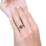 Star Band Oxidized Ring Solid 925 Sterling Silver (8mm)