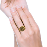 Lion Ring Oxidized Band Solid 925 Sterling Silver Thumb Ring (17mm)