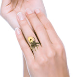 Octopus Ring Oxidized Band Solid 925 Sterling Silver Thumb Ring (30mm)
