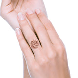 Filigree Crescent Moon & Sun Ring Oxidized 925 Sterling Silver (14.6mm)